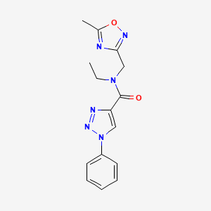 molecular formula C15H16N6O2 B5279251 N-ethyl-N-[(5-methyl-1,2,4-oxadiazol-3-yl)methyl]-1-phenyl-1H-1,2,3-triazole-4-carboxamide 