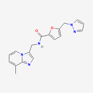 molecular formula C18H17N5O2 B5279685 N-[(8-methylimidazo[1,2-a]pyridin-3-yl)methyl]-5-(1H-pyrazol-1-ylmethyl)-2-furamide 