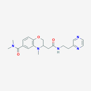 molecular formula C20H25N5O3 B5279983 N,N,4-trimethyl-3-{2-oxo-2-[(2-pyrazin-2-ylethyl)amino]ethyl}-3,4-dihydro-2H-1,4-benzoxazine-6-carboxamide 