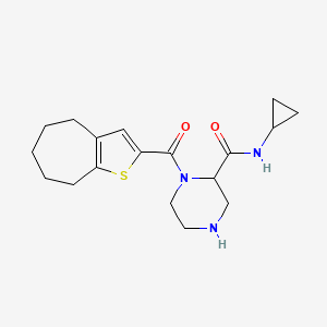 molecular formula C18H25N3O2S B5280512 N-cyclopropyl-1-(5,6,7,8-tetrahydro-4H-cyclohepta[b]thien-2-ylcarbonyl)-2-piperazinecarboxamide 