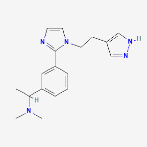 molecular formula C18H23N5 B5280726 N,N-dimethyl-1-(3-{1-[2-(1H-pyrazol-4-yl)ethyl]-1H-imidazol-2-yl}phenyl)ethanamine 