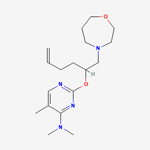 molecular formula C18H30N4O2 B5281320 N,N,5-trimethyl-2-{[(2S,5R)-5-(1,4-oxazepan-4-ylmethyl)tetrahydrofuran-2-yl]methyl}pyrimidin-4-amine 