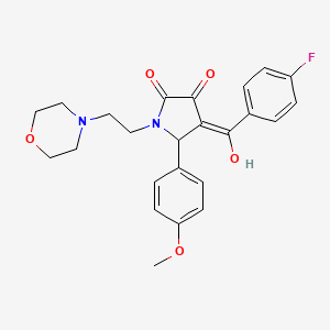 molecular formula C24H25FN2O5 B5284494 (4E)-4-[(4-fluorophenyl)-hydroxymethylidene]-5-(4-methoxyphenyl)-1-(2-morpholin-4-ylethyl)pyrrolidine-2,3-dione 