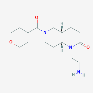 molecular formula C16H27N3O3 B5285040 rel-(4aS,8aR)-1-(2-aminoethyl)-6-(tetrahydro-2H-pyran-4-ylcarbonyl)octahydro-1,6-naphthyridin-2(1H)-one hydrochloride 