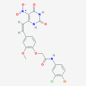 molecular formula C21H16BrClN4O7 B5285072 N-(4-bromo-3-chlorophenyl)-2-[2-methoxy-4-[(Z)-2-(5-nitro-2,4-dioxo-1H-pyrimidin-6-yl)ethenyl]phenoxy]acetamide 