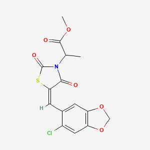 molecular formula C15H12ClNO6S B5285134 methyl 2-[(5E)-5-[(6-chloro-1,3-benzodioxol-5-yl)methylidene]-2,4-dioxo-1,3-thiazolidin-3-yl]propanoate 