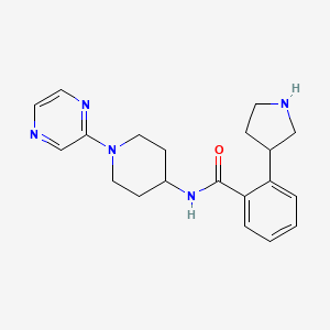 molecular formula C20H25N5O B5285262 N-[1-(2-pyrazinyl)-4-piperidinyl]-2-(3-pyrrolidinyl)benzamide dihydrochloride 