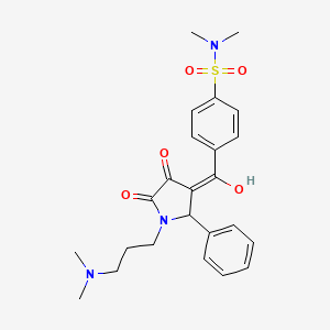 molecular formula C24H29N3O5S B5285380 4-{1-[3-(DIMETHYLAMINO)PROPYL]-4-HYDROXY-5-OXO-2-PHENYL-2,5-DIHYDRO-1H-PYRROLE-3-CARBONYL}-N,N-DIMETHYLBENZENE-1-SULFONAMIDE 