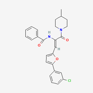 molecular formula C26H25ClN2O3 B5285536 N-[(1Z)-1-[5-(3-chlorophenyl)furan-2-yl]-3-(4-methylpiperidin-1-yl)-3-oxoprop-1-en-2-yl]benzamide 