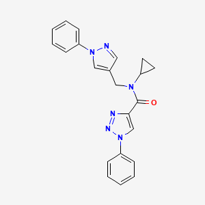 molecular formula C22H20N6O B5285809 N-cyclopropyl-1-phenyl-N-[(1-phenyl-1H-pyrazol-4-yl)methyl]-1H-1,2,3-triazole-4-carboxamide 