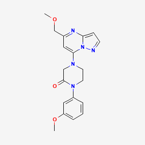 molecular formula C19H21N5O3 B5285924 4-[5-(methoxymethyl)pyrazolo[1,5-a]pyrimidin-7-yl]-1-(3-methoxyphenyl)-2-piperazinone 
