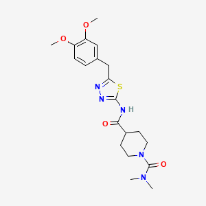 molecular formula C20H27N5O4S B5286520 N~4~-[5-(3,4-dimethoxybenzyl)-1,3,4-thiadiazol-2-yl]-N~1~,N~1~-dimethylpiperidine-1,4-dicarboxamide 