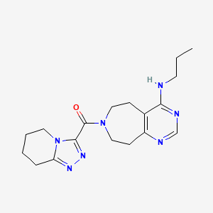 molecular formula C18H25N7O B5286525 N-propyl-7-(5,6,7,8-tetrahydro[1,2,4]triazolo[4,3-a]pyridin-3-ylcarbonyl)-6,7,8,9-tetrahydro-5H-pyrimido[4,5-d]azepin-4-amine 