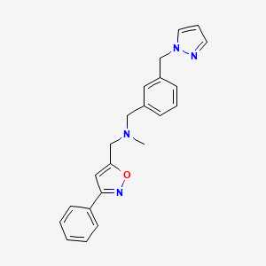 molecular formula C22H22N4O B5286530 N-methyl-1-(3-phenyl-5-isoxazolyl)-N-[3-(1H-pyrazol-1-ylmethyl)benzyl]methanamine 