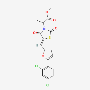 molecular formula C18H13Cl2NO5S B5286683 methyl 2-[(5Z)-5-{[5-(2,4-dichlorophenyl)furan-2-yl]methylidene}-2,4-dioxo-1,3-thiazolidin-3-yl]propanoate 