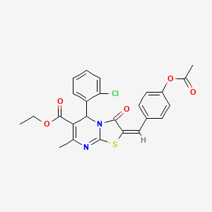 molecular formula C25H21ClN2O5S B5286735 ethyl (2E)-2-[4-(acetyloxy)benzylidene]-5-(2-chlorophenyl)-7-methyl-3-oxo-2,3-dihydro-5H-[1,3]thiazolo[3,2-a]pyrimidine-6-carboxylate CAS No. 312937-32-9