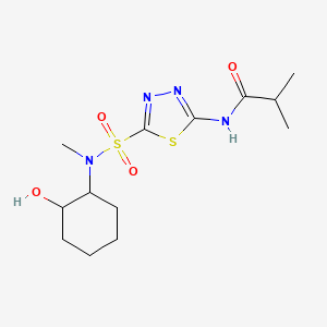 molecular formula C13H22N4O4S2 B5287219 N-(5-{[(2-hydroxycyclohexyl)(methyl)amino]sulfonyl}-1,3,4-thiadiazol-2-yl)-2-methylpropanamide 
