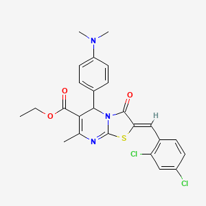 molecular formula C25H23Cl2N3O3S B5287418 Ethyl (2Z)-2-[(2,4-dichlorophenyl)methylidene]-5-[4-(dimethylamino)phenyl]-7-methyl-3-oxo-2H,3H,5H-[1,3]thiazolo[3,2-A]pyrimidine-6-carboxylate 