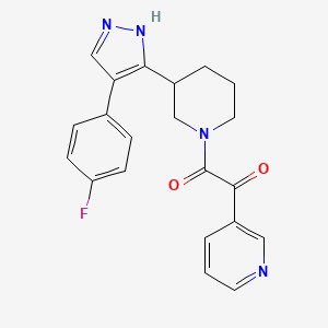 molecular formula C21H19FN4O2 B5287637 1-[3-[4-(4-fluorophenyl)-1H-pyrazol-5-yl]piperidin-1-yl]-2-pyridin-3-ylethane-1,2-dione 