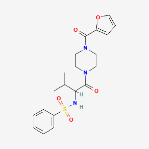 molecular formula C20H25N3O5S B5287756 N~1~-(1-{[4-(2-Furylcarbonyl)piperazino]carbonyl}-2-methylpropyl)-1-benzenesulfonamide 