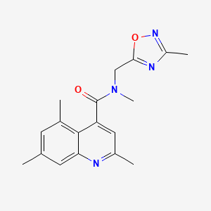 molecular formula C18H20N4O2 B5288100 N,2,5,7-tetramethyl-N-[(3-methyl-1,2,4-oxadiazol-5-yl)methyl]quinoline-4-carboxamide 