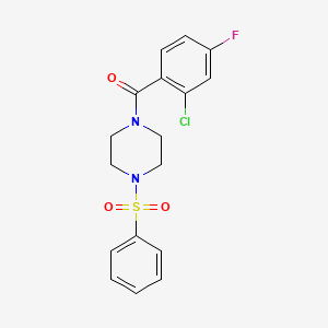 molecular formula C17H16ClFN2O3S B5288320 (2-CHLORO-4-FLUOROPHENYL)[4-(PHENYLSULFONYL)PIPERAZINO]METHANONE 