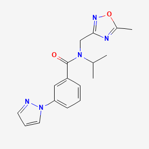 molecular formula C17H19N5O2 B5288520 N-isopropyl-N-[(5-methyl-1,2,4-oxadiazol-3-yl)methyl]-3-(1H-pyrazol-1-yl)benzamide 