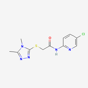 molecular formula C11H12ClN5OS B5288614 N-(5-CHLORO-2-PYRIDINYL)-2-[(4,5-DIMETHYL-4H-1,2,4-TRIAZOL-3-YL)SULFANYL]ACETAMIDE 