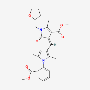molecular formula C27H30N2O6 B5288722 methyl (4Z)-4-({1-[2-(methoxycarbonyl)phenyl]-2,5-dimethyl-1H-pyrrol-3-yl}methylidene)-2-methyl-5-oxo-1-(tetrahydrofuran-2-ylmethyl)-4,5-dihydro-1H-pyrrole-3-carboxylate 