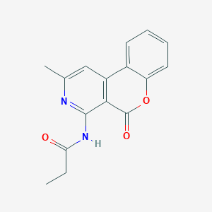 molecular formula C16H14N2O3 B5289026 N-(2-methyl-5-oxochromeno[3,4-c]pyridin-4-yl)propanamide 