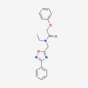molecular formula C19H19N3O3 B5289234 N-ethyl-2-phenoxy-N-[(3-phenyl-1,2,4-oxadiazol-5-yl)methyl]acetamide 