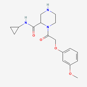 molecular formula C17H23N3O4 B5289254 N-cyclopropyl-1-[(3-methoxyphenoxy)acetyl]-2-piperazinecarboxamide 
