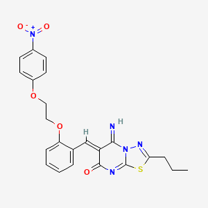 molecular formula C23H21N5O5S B5289271 (6Z)-5-IMINO-6-({2-[2-(4-NITROPHENOXY)ETHOXY]PHENYL}METHYLIDENE)-2-PROPYL-5H,6H,7H-[1,3,4]THIADIAZOLO[3,2-A]PYRIMIDIN-7-ONE 