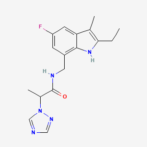 molecular formula C17H20FN5O B5289277 N-[(2-ethyl-5-fluoro-3-methyl-1H-indol-7-yl)methyl]-2-(1H-1,2,4-triazol-1-yl)propanamide 