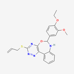 molecular formula C22H22N4O3S B5289330 3-(allylthio)-6-(4-ethoxy-3-methoxyphenyl)-6,7-dihydro[1,2,4]triazino[5,6-d][3,1]benzoxazepine 