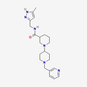 molecular formula C22H32N6O B5289465 N-[(5-methyl-1H-pyrazol-3-yl)methyl]-1'-(pyridin-3-ylmethyl)-1,4'-bipiperidine-3-carboxamide 