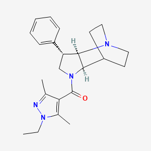 molecular formula C23H30N4O B5289637 (2R*,3S*,6R*)-5-[(1-ethyl-3,5-dimethyl-1H-pyrazol-4-yl)carbonyl]-3-phenyl-1,5-diazatricyclo[5.2.2.0~2,6~]undecane 