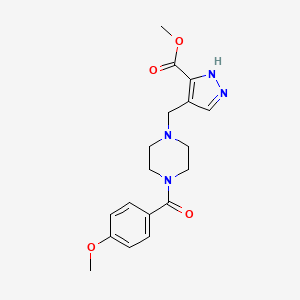molecular formula C18H22N4O4 B5289645 methyl 4-{[4-(4-methoxybenzoyl)-1-piperazinyl]methyl}-1H-pyrazole-3-carboxylate 