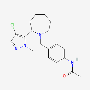 molecular formula C19H25ClN4O B5289656 N-(4-{[2-(4-chloro-1-methyl-1H-pyrazol-5-yl)-1-azepanyl]methyl}phenyl)acetamide 