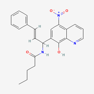 molecular formula C23H23N3O4 B5289729 N-[(2E)-1-(8-Hydroxy-5-nitroquinolin-7-YL)-3-phenylprop-2-EN-1-YL]pentanamide 
