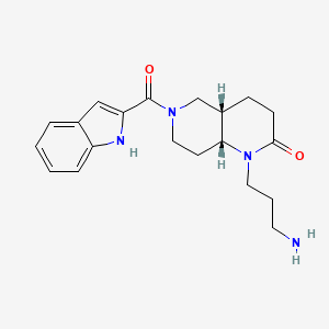 molecular formula C20H26N4O2 B5289749 rel-(4aS,8aR)-1-(3-aminopropyl)-6-(1H-indol-2-ylcarbonyl)octahydro-1,6-naphthyridin-2(1H)-one hydrochloride 