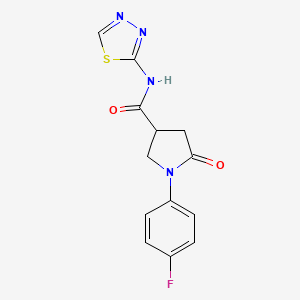 molecular formula C13H11FN4O2S B5289852 1-(4-fluorophenyl)-5-oxo-N-(1,3,4-thiadiazol-2-yl)pyrrolidine-3-carboxamide 