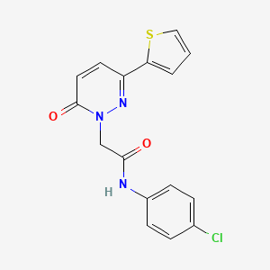 molecular formula C16H12ClN3O2S B5289862 N-(4-chlorophenyl)-2-(6-oxo-3-(thiophen-2-yl)pyridazin-1(6H)-yl)acetamide 