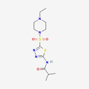 molecular formula C12H21N5O3S2 B5289868 N-{5-[(4-ethyl-1-piperazinyl)sulfonyl]-1,3,4-thiadiazol-2-yl}-2-methylpropanamide 