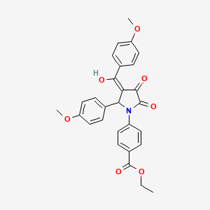 molecular formula C28H25NO7 B5289971 ethyl 4-[3-hydroxy-4-(4-methoxybenzoyl)-5-(4-methoxyphenyl)-2-oxo-2,5-dihydro-1H-pyrrol-1-yl]benzoate 
