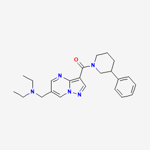 molecular formula C23H29N5O B5290027 N-ethyl-N-({3-[(3-phenylpiperidin-1-yl)carbonyl]pyrazolo[1,5-a]pyrimidin-6-yl}methyl)ethanamine 