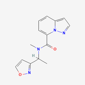 molecular formula C14H14N4O2 B5290037 N-(1-isoxazol-3-ylethyl)-N-methylpyrazolo[1,5-a]pyridine-7-carboxamide 