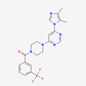 molecular formula C21H21F3N6O B5290358 4-(4,5-dimethyl-1H-imidazol-1-yl)-6-{4-[3-(trifluoromethyl)benzoyl]-1-piperazinyl}pyrimidine 