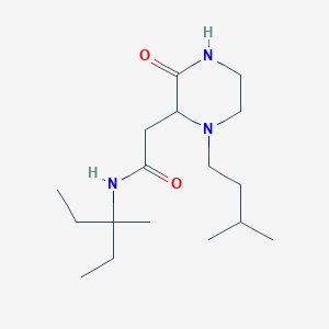 molecular formula C17H33N3O2 B5290376 N-(1-ethyl-1-methylpropyl)-2-[1-(3-methylbutyl)-3-oxo-2-piperazinyl]acetamide 