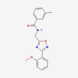 molecular formula C18H17N3O3 B5290387 N-{[3-(2-methoxyphenyl)-1,2,4-oxadiazol-5-yl]methyl}-3-methylbenzamide 
